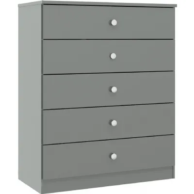 Denver 5 Drawer Chest Grey Gloss