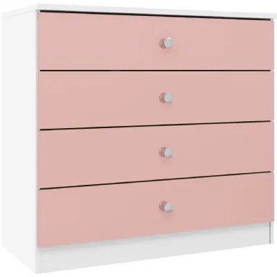Denver 4 Drawer Chest White Pink Gloss