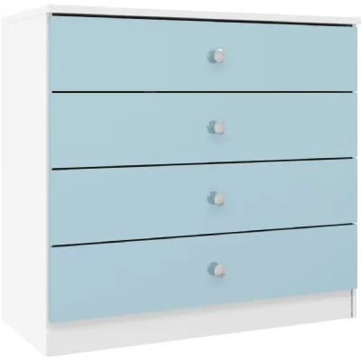 Denver 4 Drawer Chest White Blue Gloss