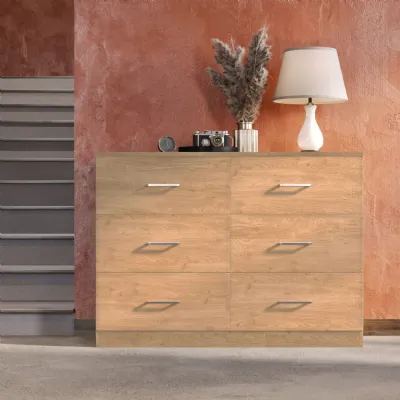 Dakota 6 Drawer Chest Oak Effect