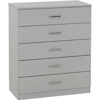Dakota 5 Drawer Chest Light Grey