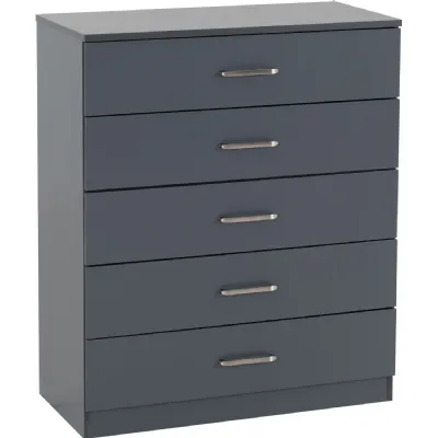 Dakota 5 Drawer Chest Dark Grey