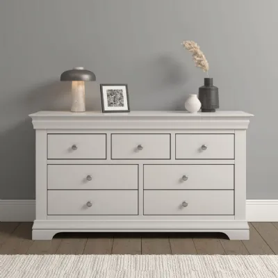 Ivory Wood 3 Over 2 Large Chest of Drawers