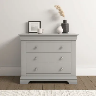 Pebble Grey Wood Chest of 3 Drawers