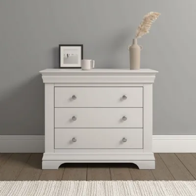 Ivory Texture Wood Chest of 3 Drawers