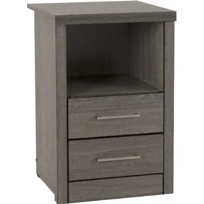 Lisbon 2 Drawer 1 Shelf Bedside Cabinet Black Wood Grain