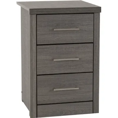 Lisbon 3 Drawer Bedside Chest Black Wood Grain