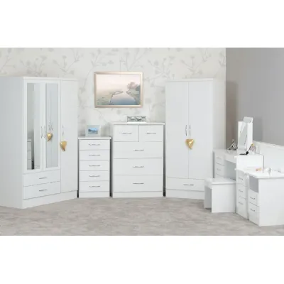 Nevada 3 Drawer Bedside White Gloss