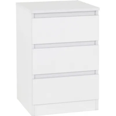 Malvern 3 Drawer Bedside White