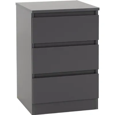 Malvern 3 Drawer Bedside (PAIR) Grey