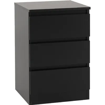 Malvern 3 Drawer Bedside (PAIR) Black