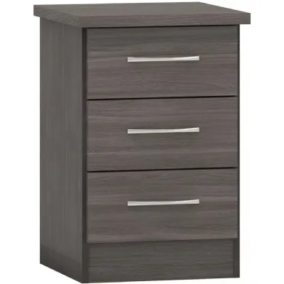 Nevada 3 Drawer Bedside Black Wood Grain