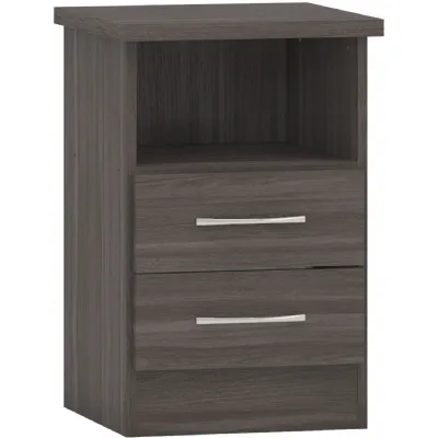 Nevada 2 Drawer Bedside Black Wood Grain