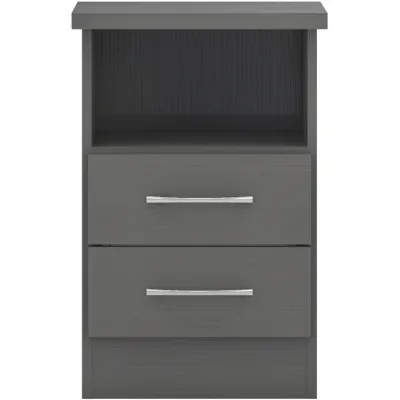 Nevada 2 Drawer Bedside 3D Effect Grey