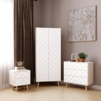 Dixie 2 Drawer Bedside Dusty Grey White