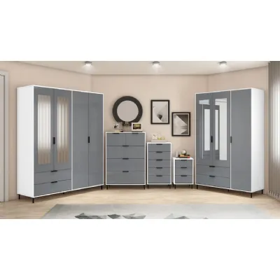 Madrid 3 Drawer Bedside Grey White Gloss