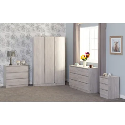 Malvern 3 Drawer Bedside Urban Snow