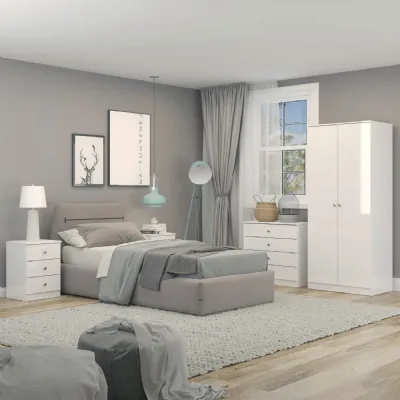 Denver 3 Drawer Bedside White Gloss