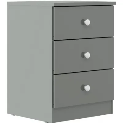 Denver 3 Drawer Bedside Grey Gloss