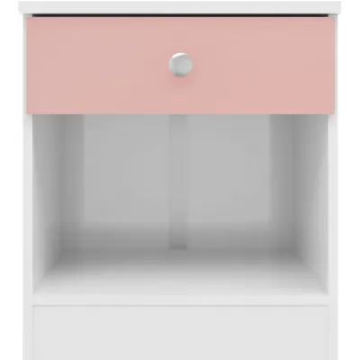 Denver 1 Drawer Bedside White Pink Gloss