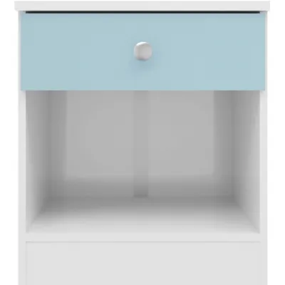 Denver 1 Drawer Bedside White Blue Gloss
