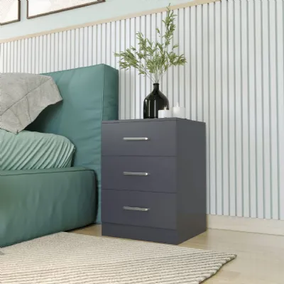 Dakota 3 Drawer Bedside Dark Grey