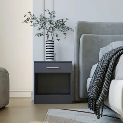 Dakota 1 Drawer Bedside Dark Grey