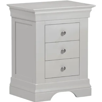 Bordeaux 3 Drawer Bedside Pebble Grey