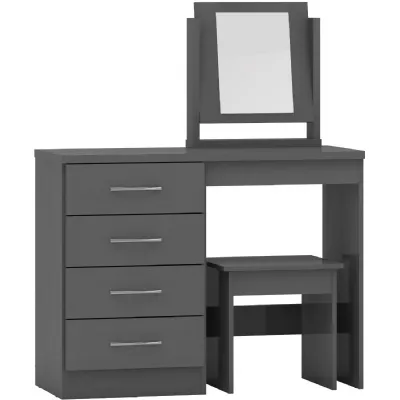 Nevada 4 Drawer Dressing Table Set 3D Effect Grey