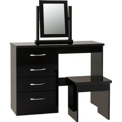 Nevada 4 Drawer Dressing Table Set Black Gloss