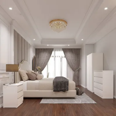 White Wood 2 Door Double Wardrobe Bedroom Set