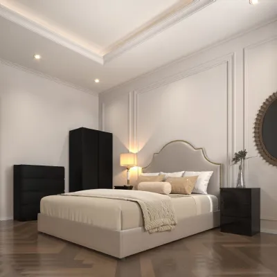 Black Wood 2 Door Double Wardrobe Bedroom Set