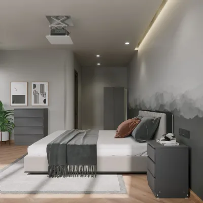 Grey Wood 2 Door Double Wardrobe Bedroom Set