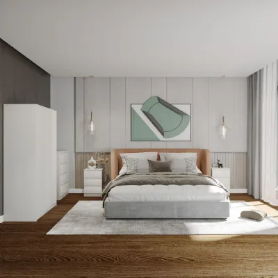 White Wood 3 Door Triple Wardrobe Bedroom Set