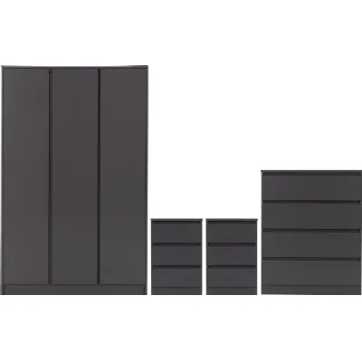 Malvern 3 Door Wardrobe Bedroom Set Grey