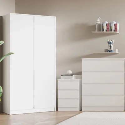 White Wood Triple Bedroom Set