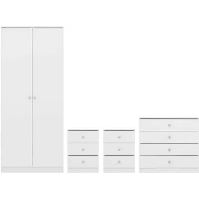 Denver 2 Door Wardrobe Bedroom Set White Gloss