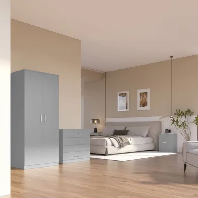 Dakota 2 Door Wardrobe Bedroom Set Light Grey