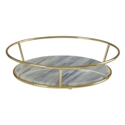 Stylish White Marble And Brass Finish Fruit Basket