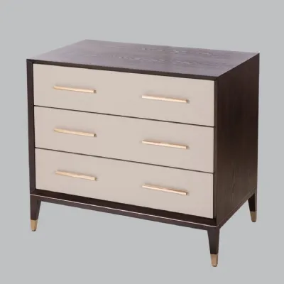Ceramic Grey And Chocolate Wooden Chest of 3 Drawers