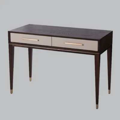 Chocolate Wooden Grey Front 2 Drawer Dressing Table