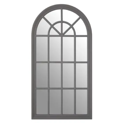 Curved And Panelled Grey Window Mirror