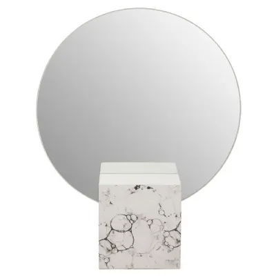 Minimal Marble Effect Base Round Table Mirror