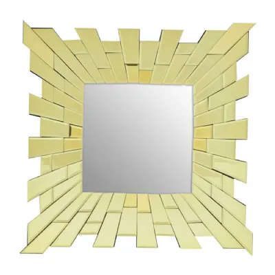 Small Segmented Square Glitzy Warm Metallic Mirror