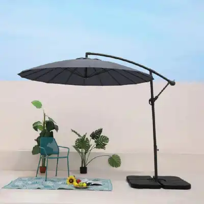 Manilla Cantilever Parasol with 18 Ribs in Grey