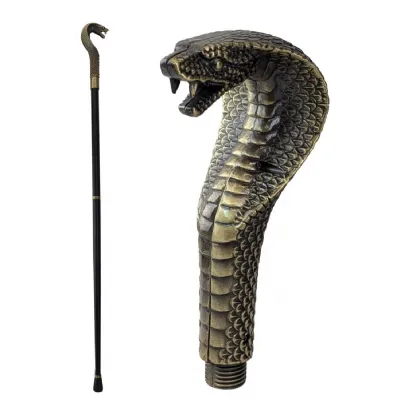 Antique Brass Cobra Swagger Cane Walking Stick 93cm