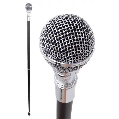 Silver Microphone Swagger Cane Walking Stick 94cm