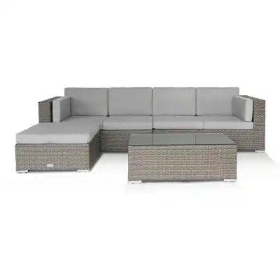 Salvador | 4 Seater Sofa with Large Footstool And Coffee Table in Grey