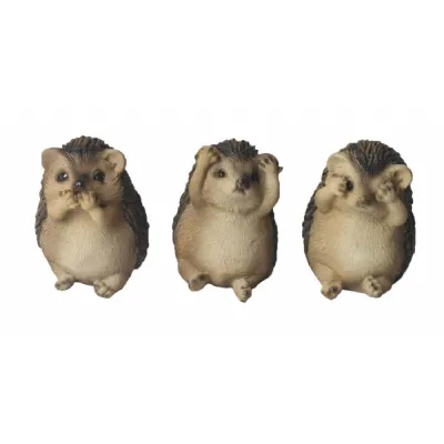 Set Of 3 Hedgehogs Hear Speak, & See No Evil 8cm