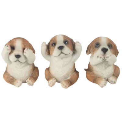 Set Of 3 Jack Russell Dogs Hear Speak, & See No Evil 8cm